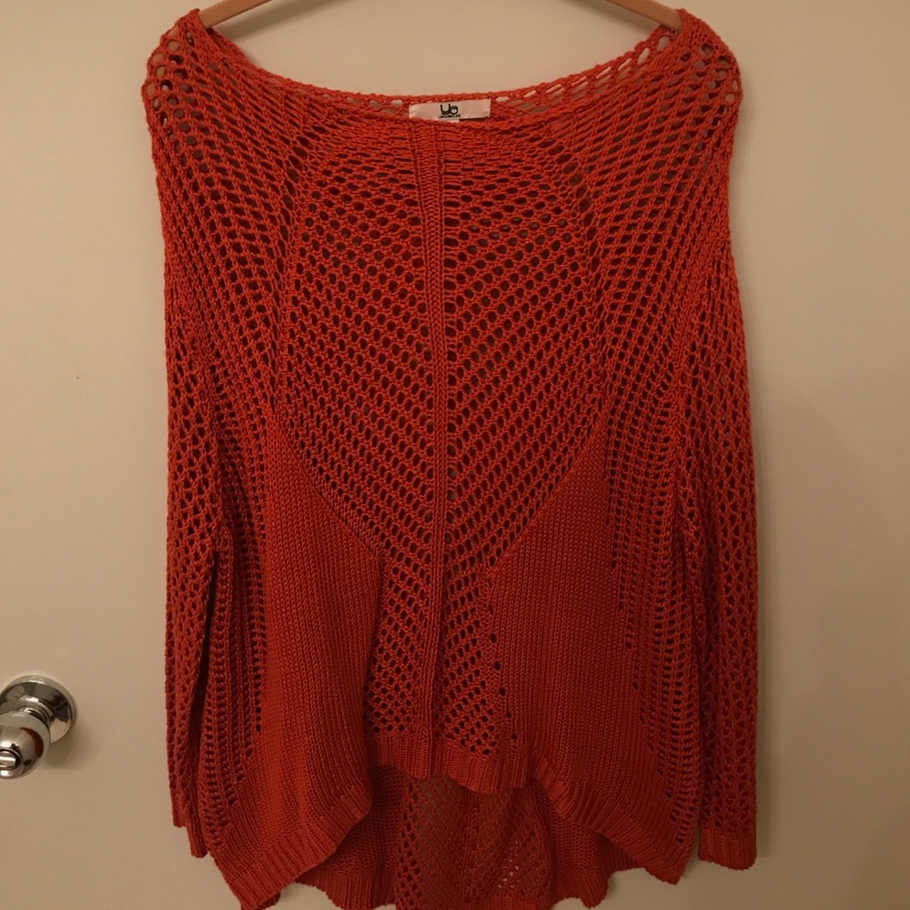 Orange open knit sweater